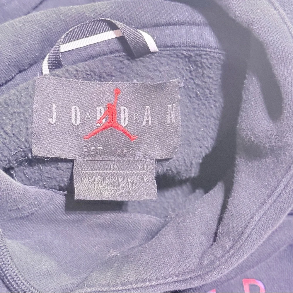 Jordan Men's Multicolor Logo Hoodie - Black Pullover Sweatshirt - Size S